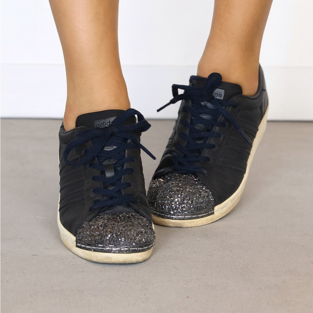 Adidas Superstar 80s Metal Toe Black Leather Sneakers - Picture 2 of 14